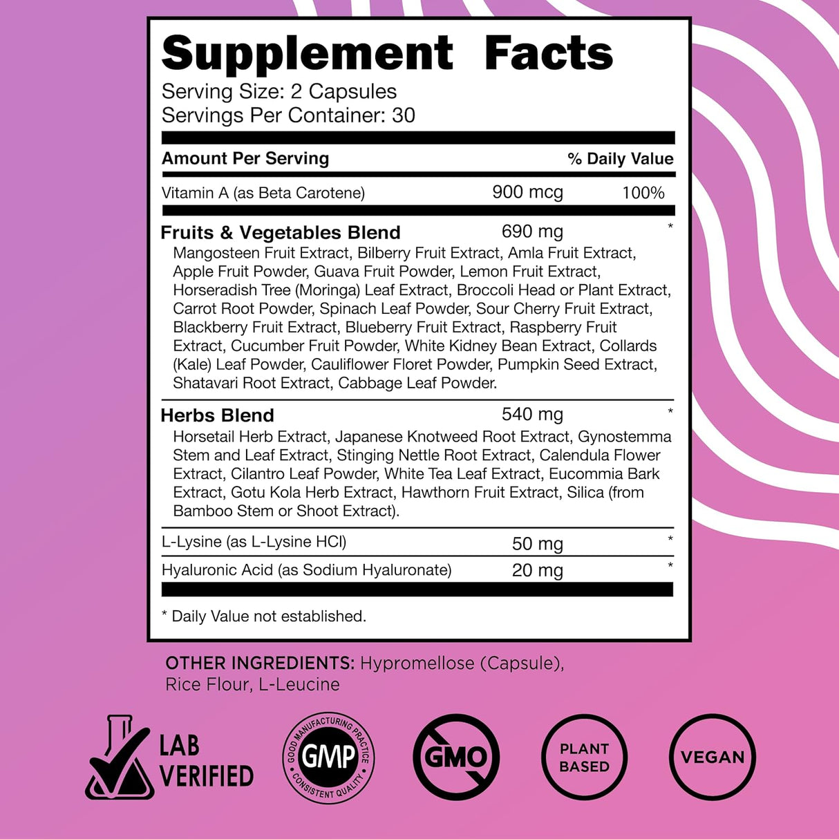 Vital Vitamins Refuerzo de colágeno vegano con ácido