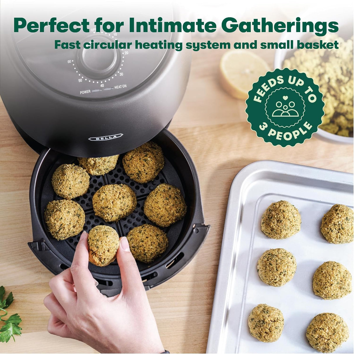 Freidora de Aire Manual BELLA 2 qt, 5 en 1, 1200W, Modelo 2 qt