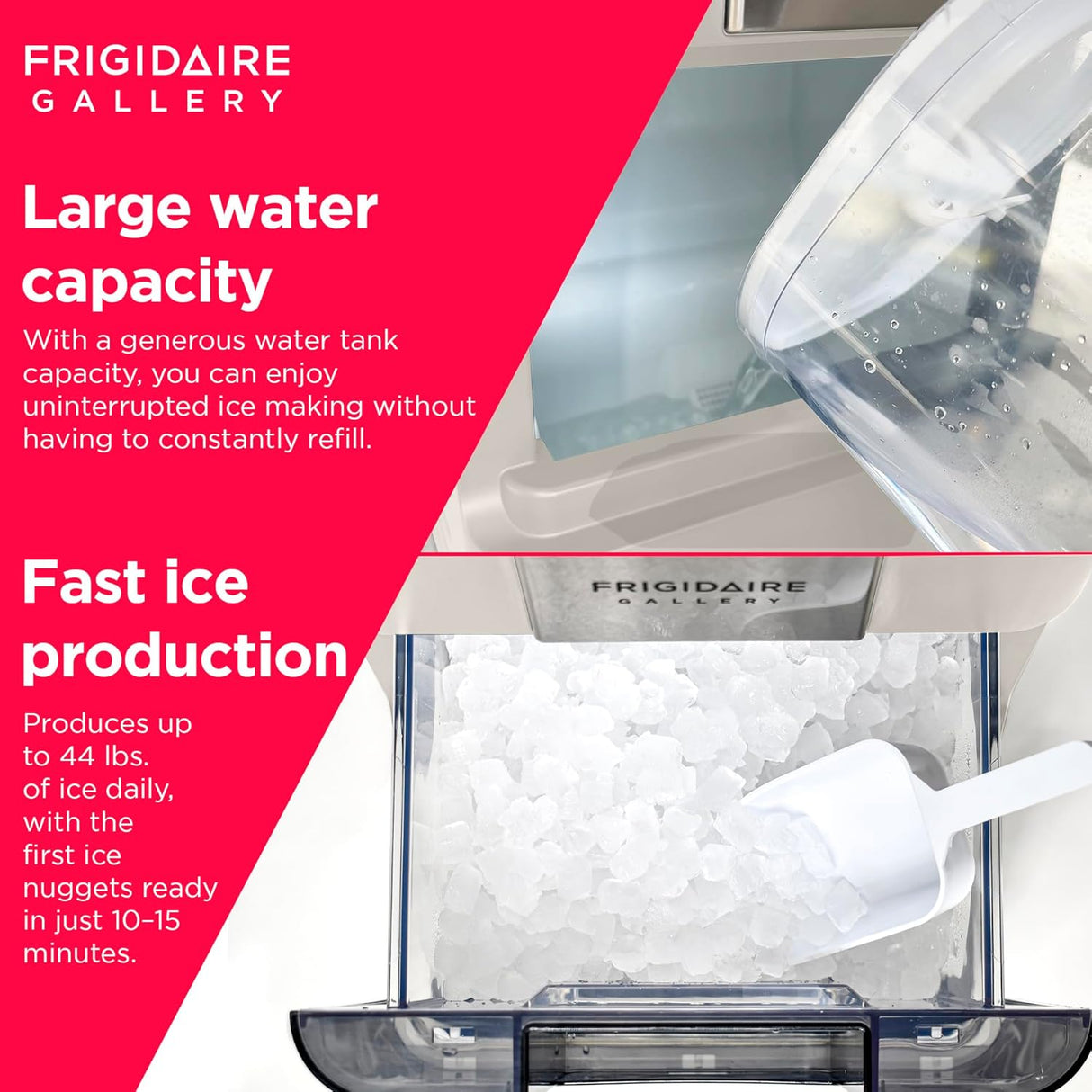 Máquina de Hielo Frigidaire, 44 lbs, Auto Limpieza, 2.0 Gen