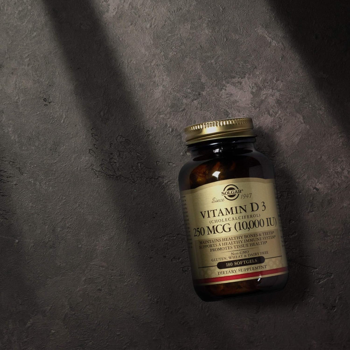 Solgar Vitamina D3 250 mcg 10,000 IU Suplemento 180 cápsulas