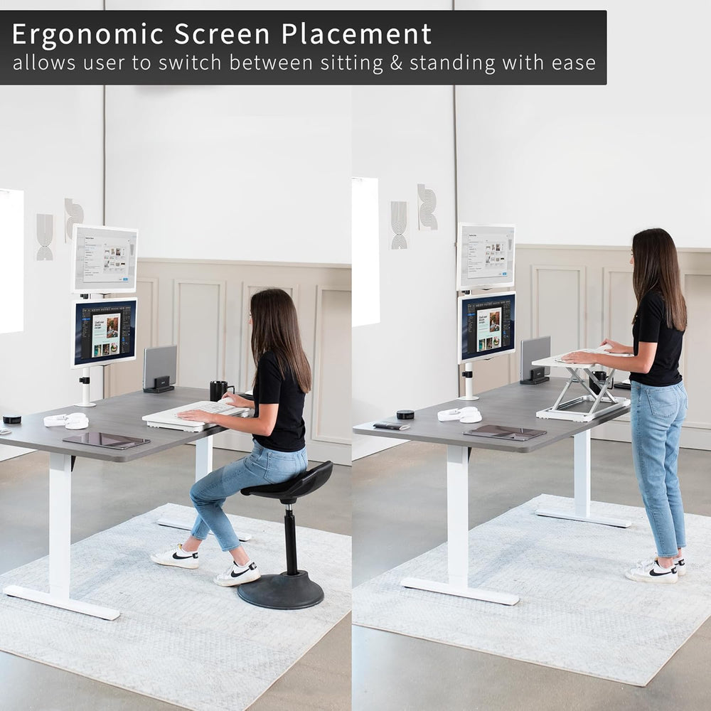 Soporte de Doble Monitor VIVO, Ajustable para 2 Pantallas, STAND-V002TW