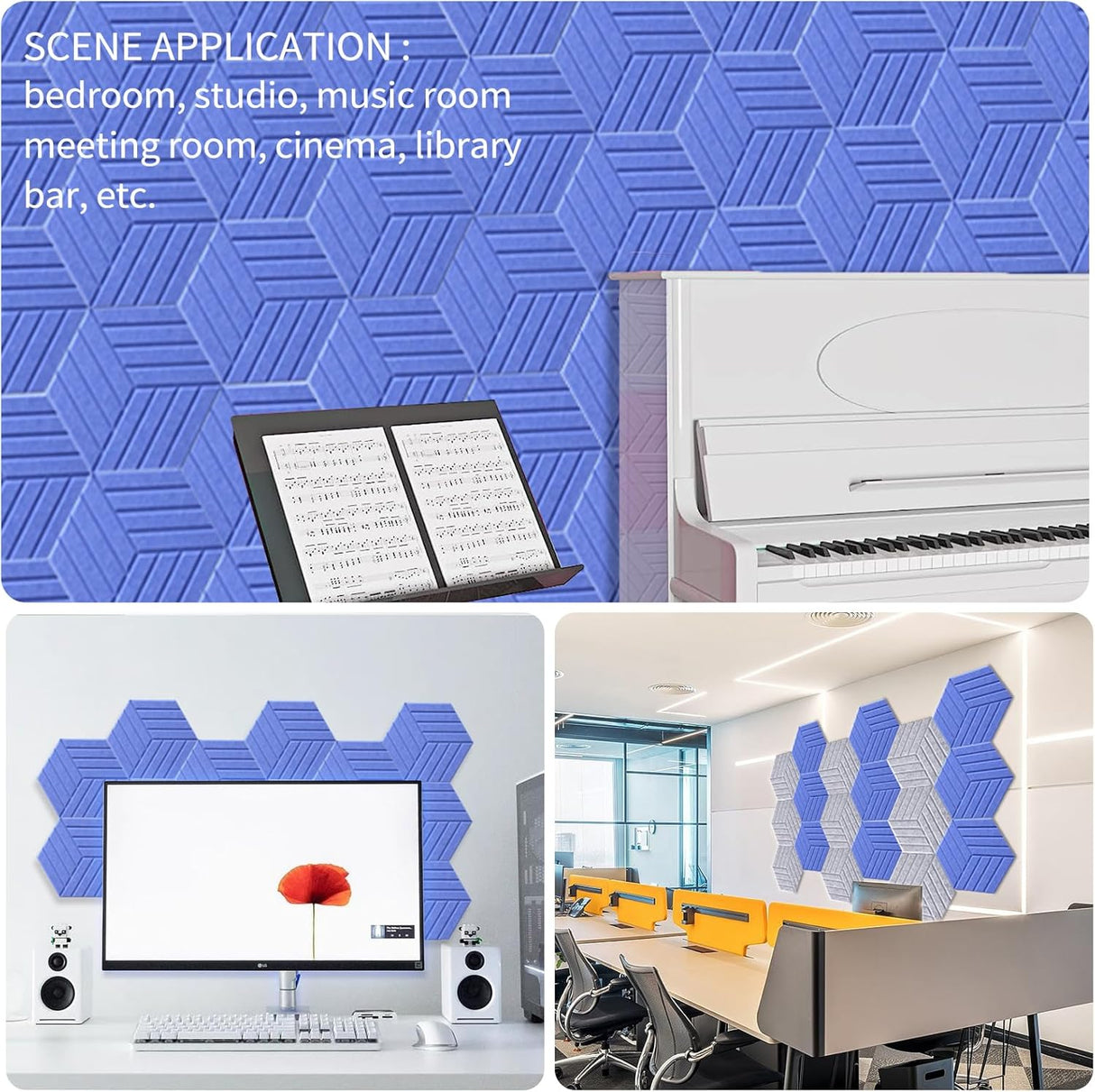 Paneles Acústicos Hexagonales 12 Pack - Espuma Aislante 14x12