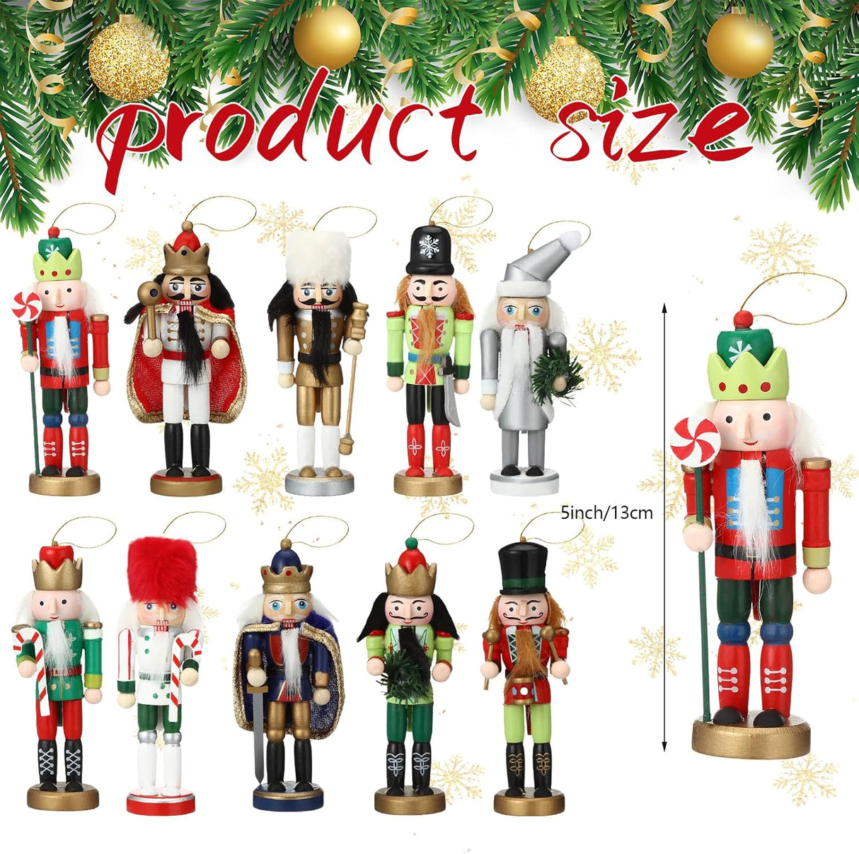 Adornos Navideños Syhood 10 Pcs Nutcrackers de Madera 5