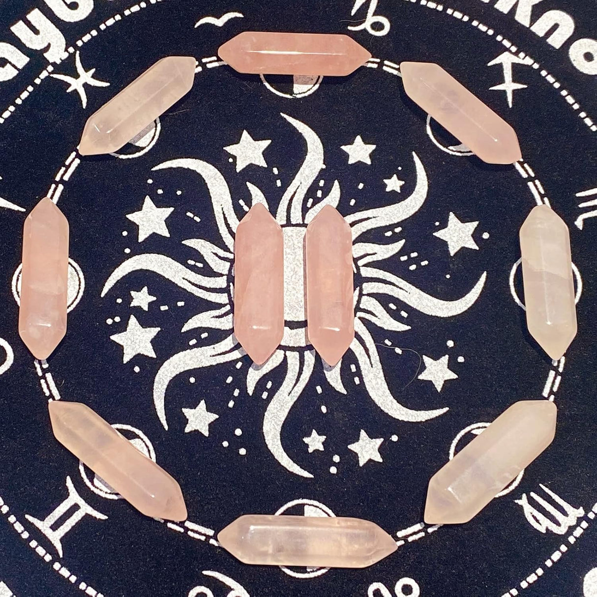 Juego de Cristales de Cuarzo Rosa para Meditación y Reiki