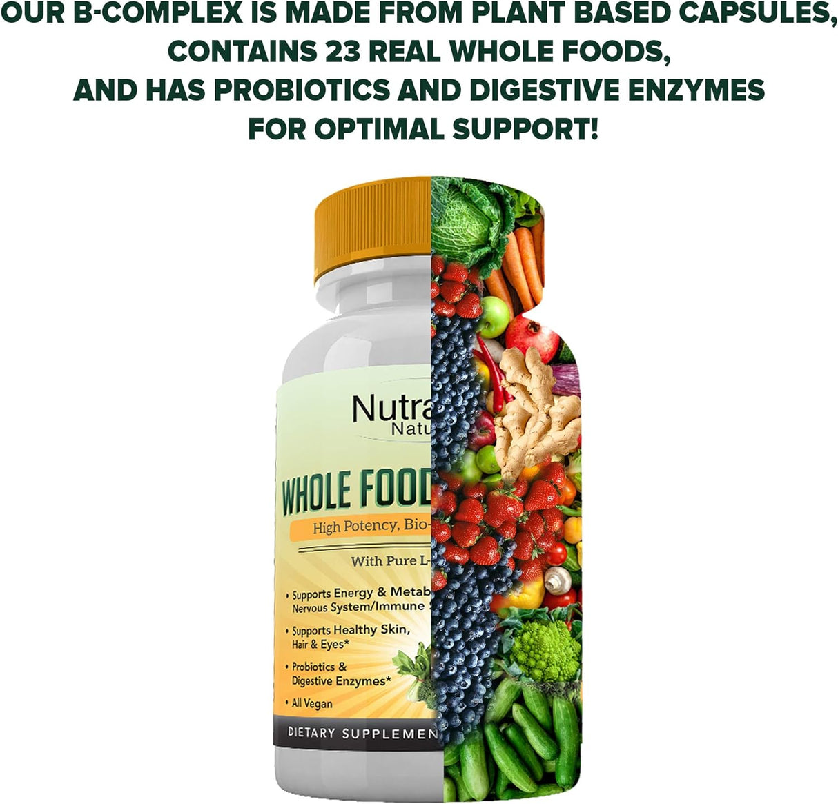Complejo de Vitaminas B - Suplemento Vegano, 120 Cápsulas