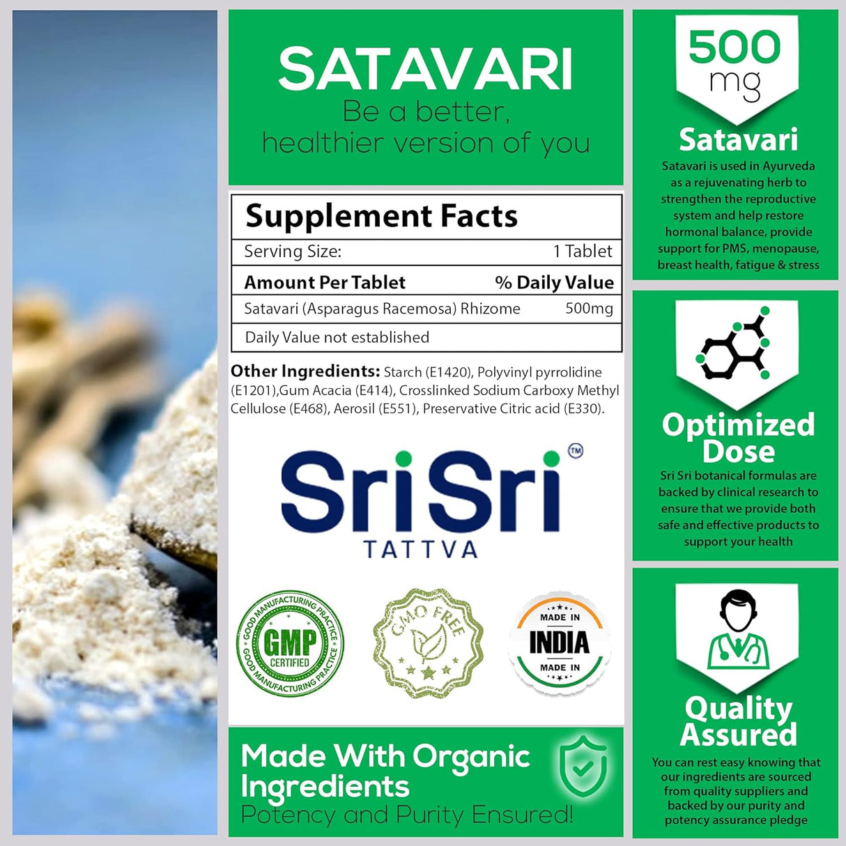 Suplemento Sri Sri Tattva Shatavari Espárragos Racemosa