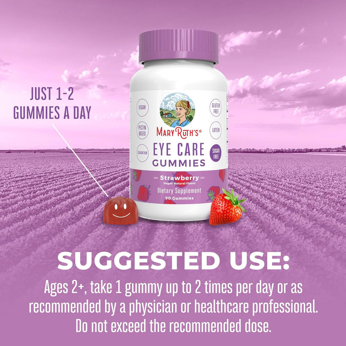 Suplemento Vitaminas oculares gomosa Vegano Sin gluten 90 un