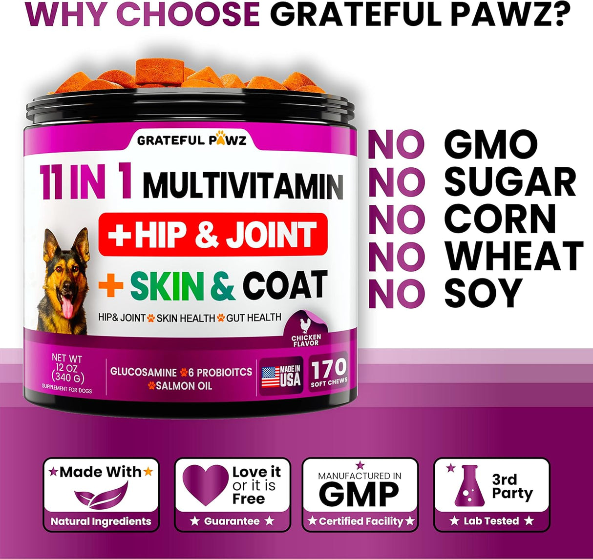 Vitaminas Multivitamínico masticable para perros