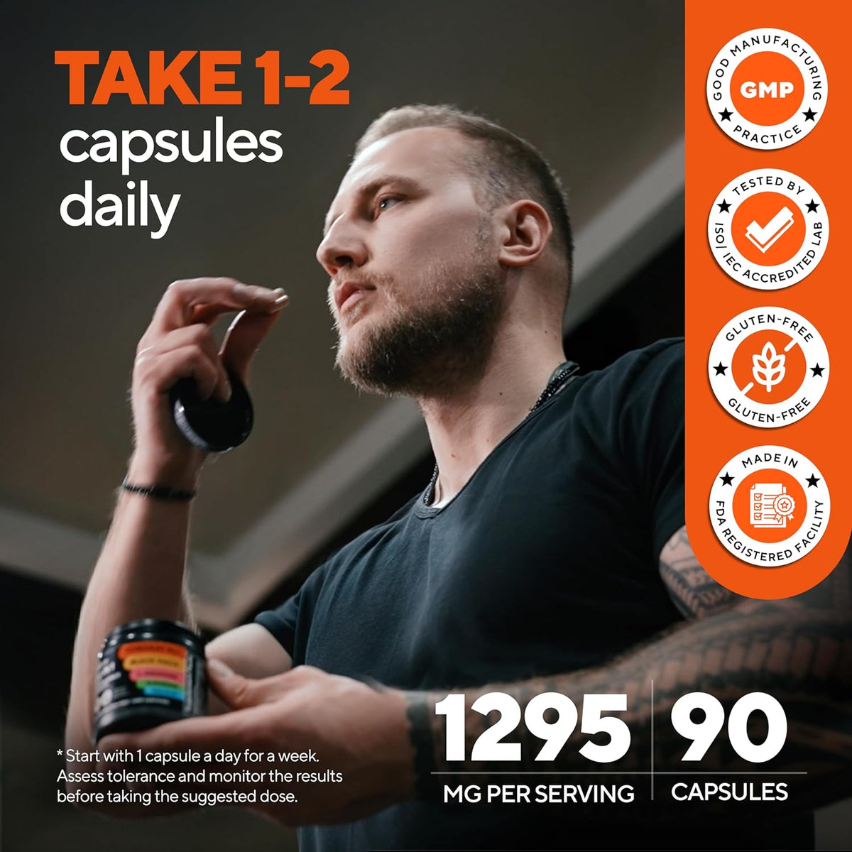 Suplemento para hombres Tongkat Ali 20 en 1 con Astrágalo Marca 90 cápsulas