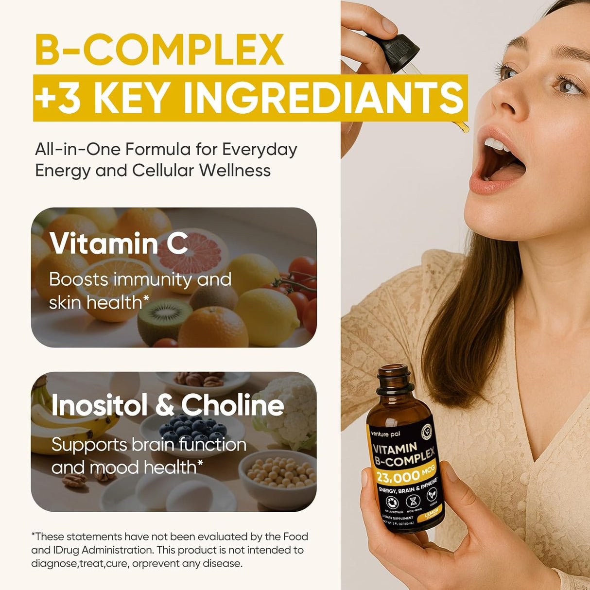 Venture Pal Complejo B 11 en 1 para Energía y Salud, B12 B9