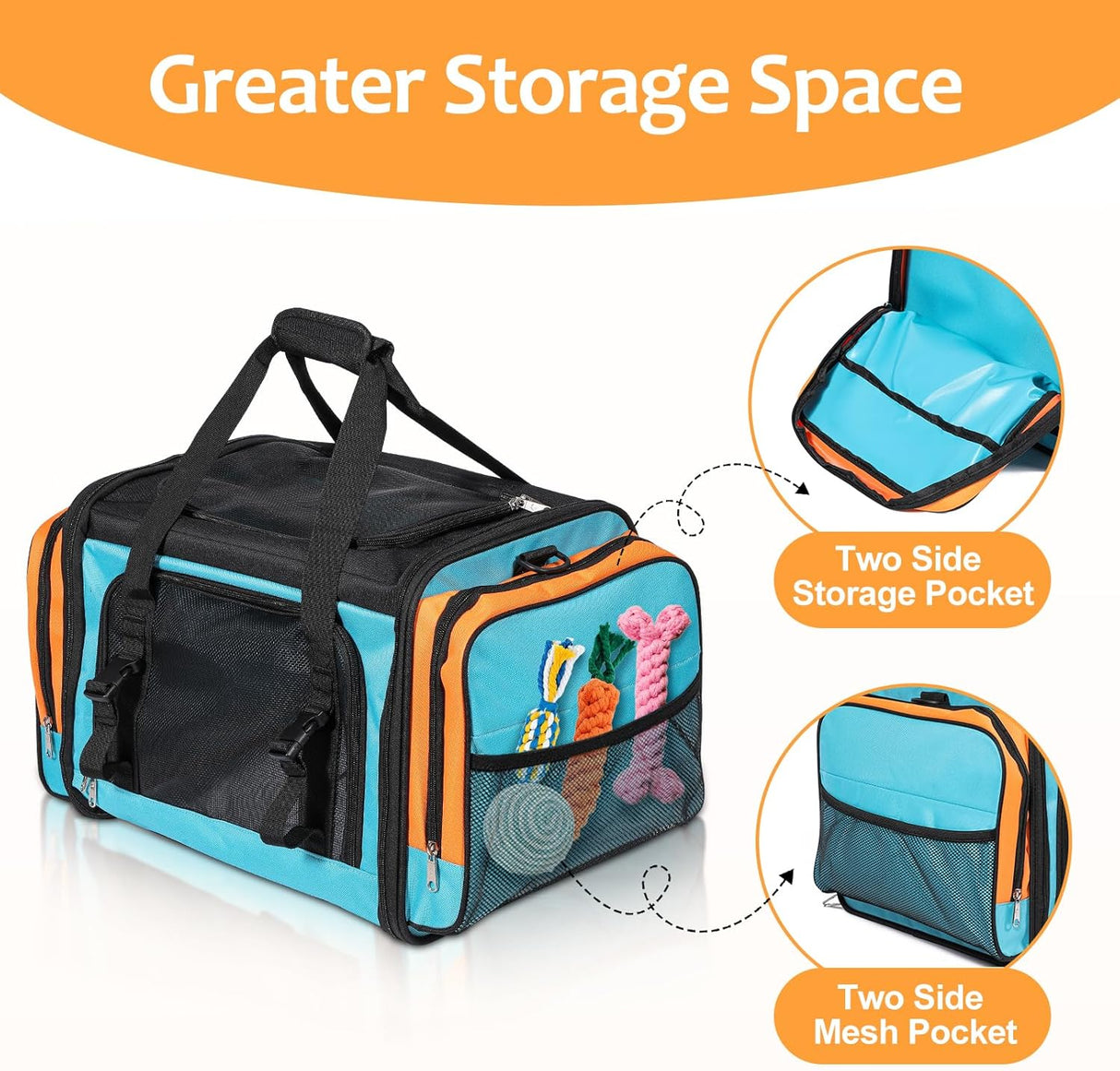 Transportador grande para 2 gatos, suave, colapsable, 23x13