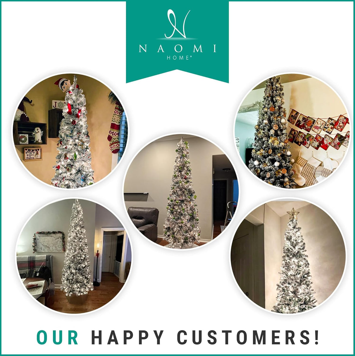 Árbol de Navidad Artificial 7.5ft Naomi Home, 350 Luces, Slim