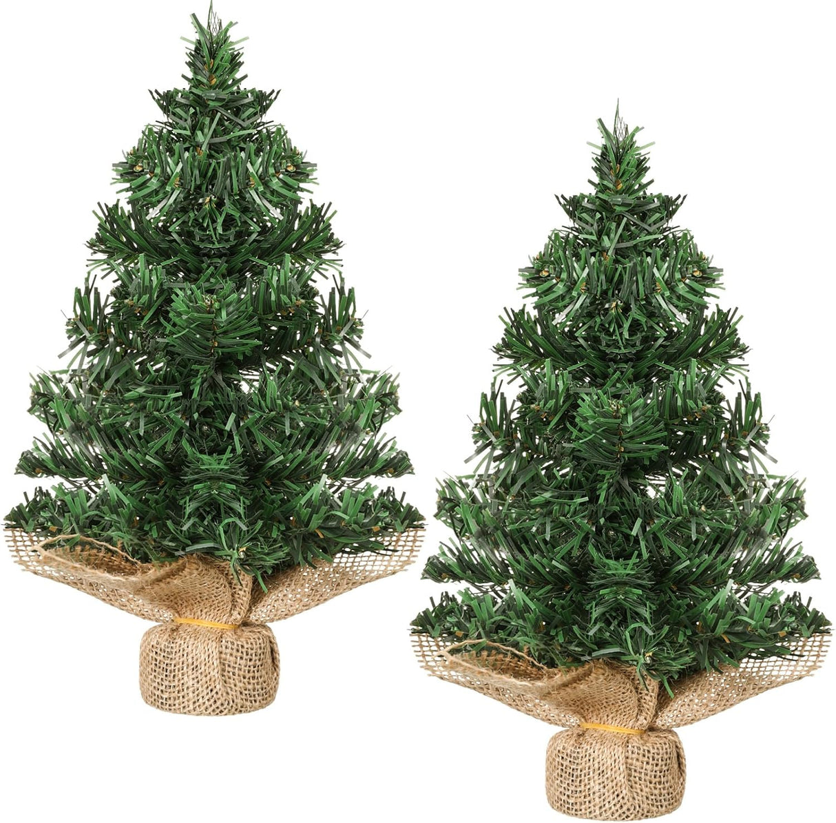 Árbol Mini Navidad Artificial, Base de Lino, 2 Pcs, 7.87