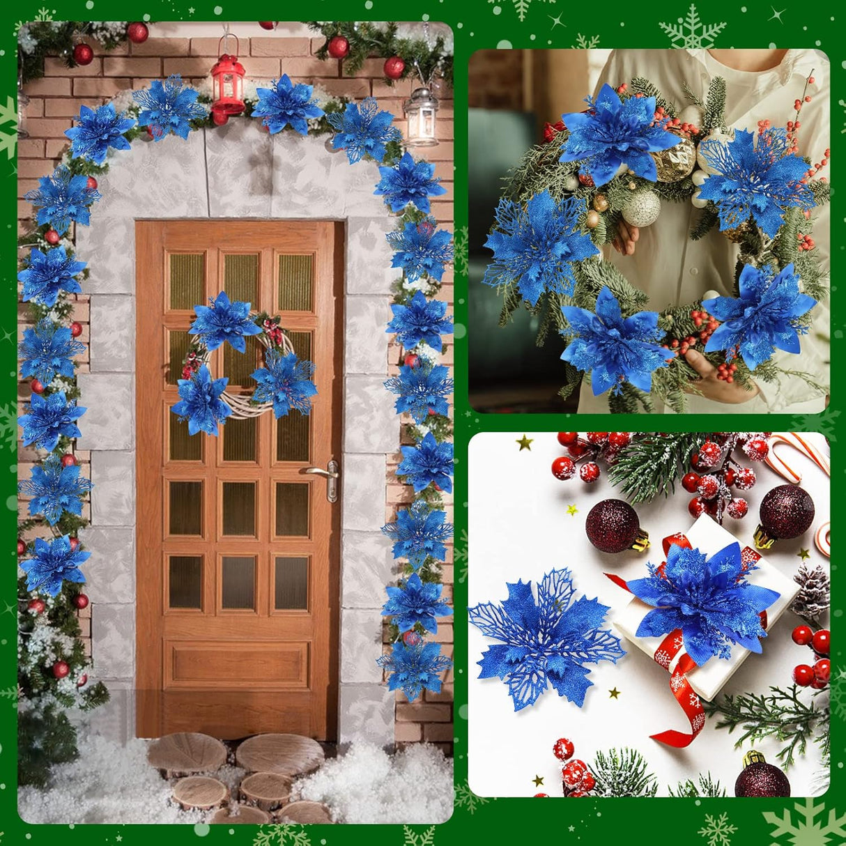 Flores Artificiales Serwalin 20Pcs Poinsettia 5.5/6.3 Pulgadas