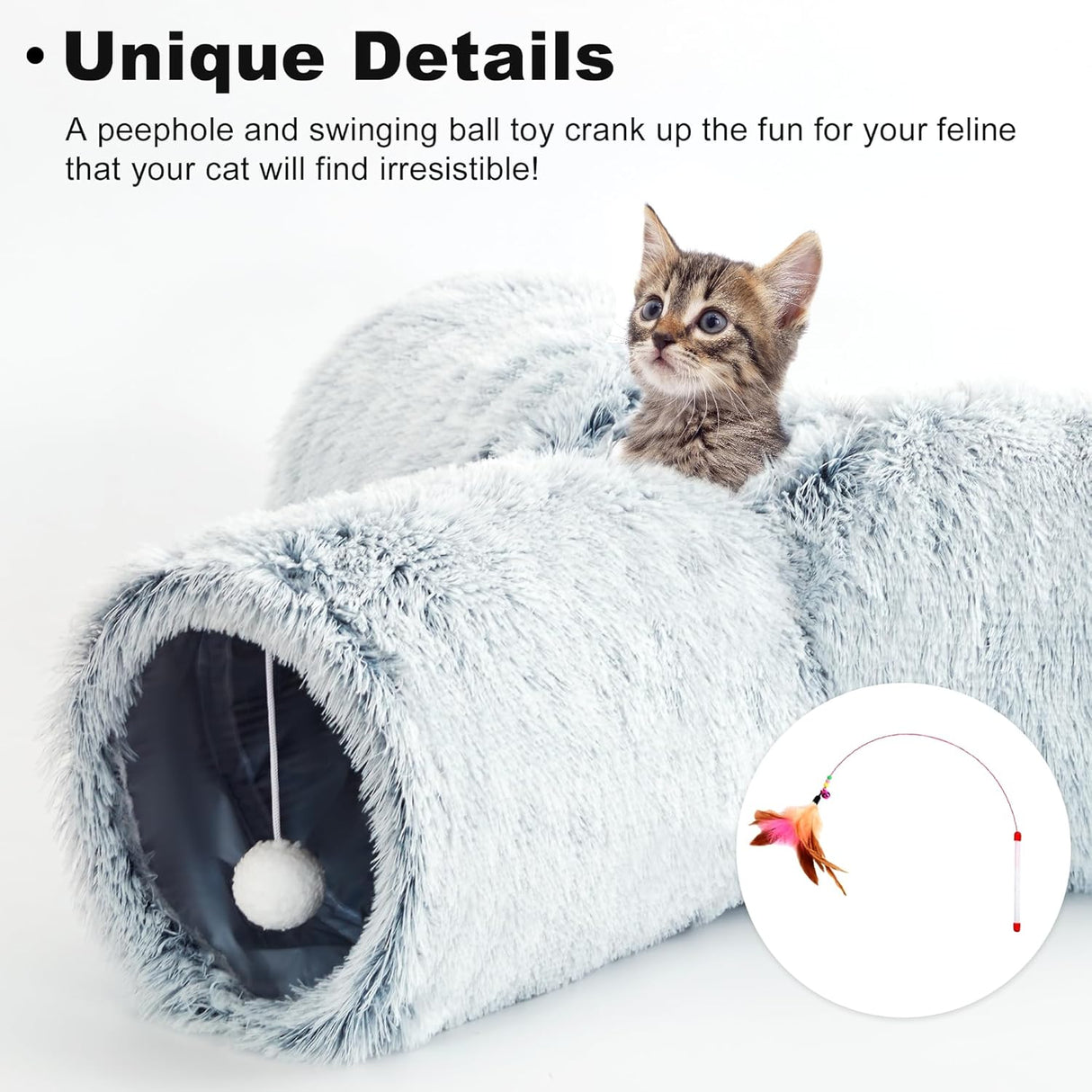 Túnel para gatos Love's Cabin, colapsable 3 vías con pelota