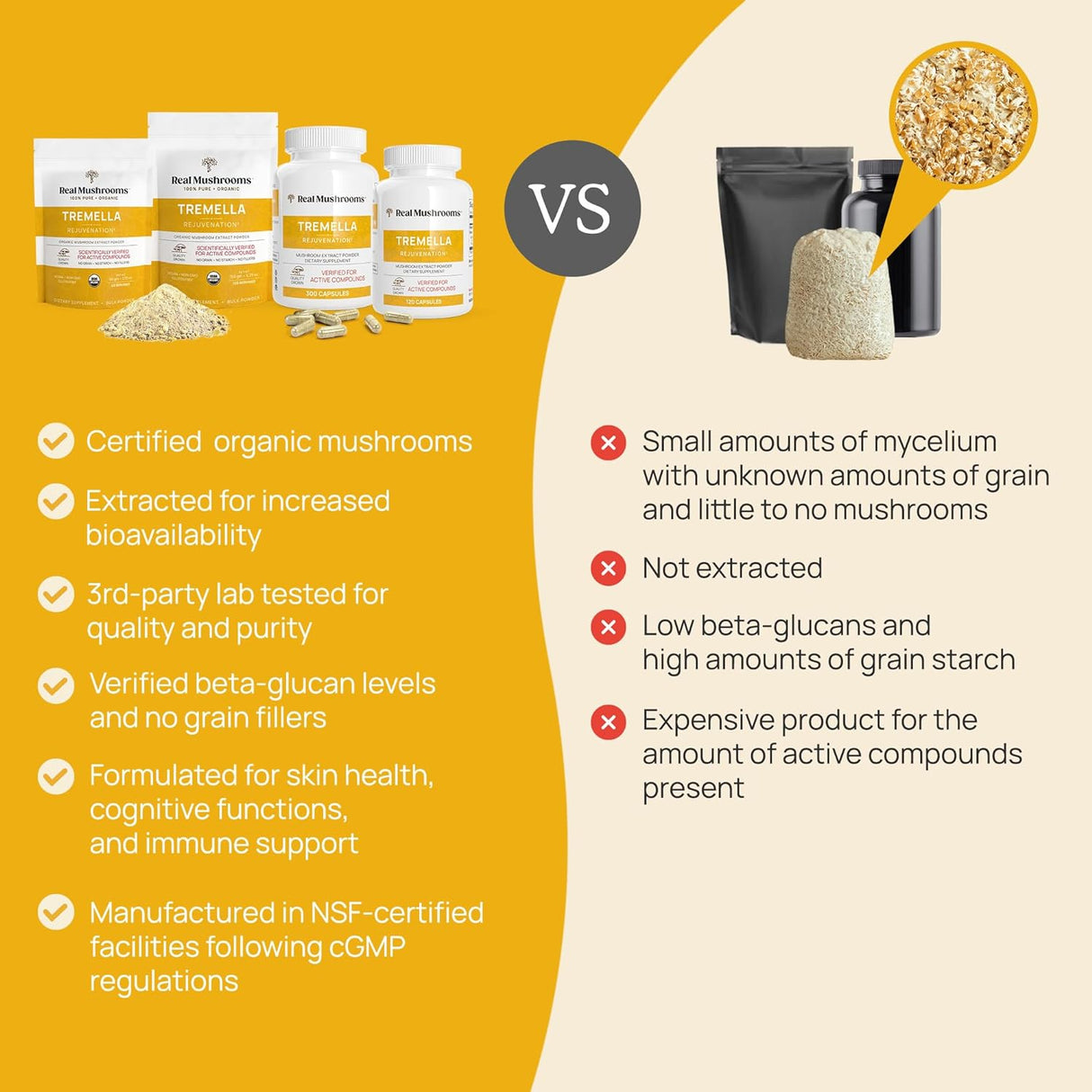 Extracto de Tremella Suplemento Inmunológico y Cerebral Vegano