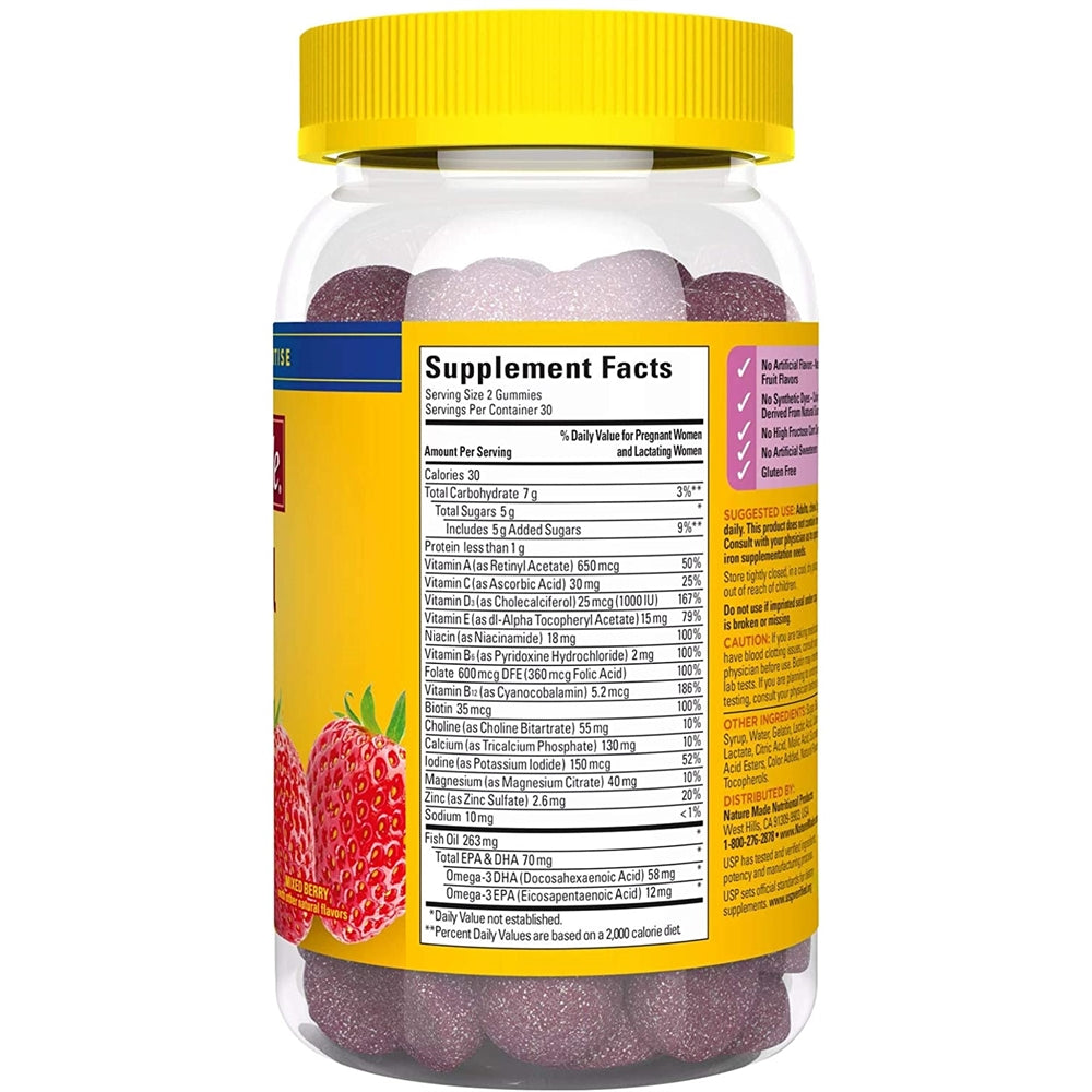 Suplemento Gomitas prenatales con DHA y ácido fólico 60cap