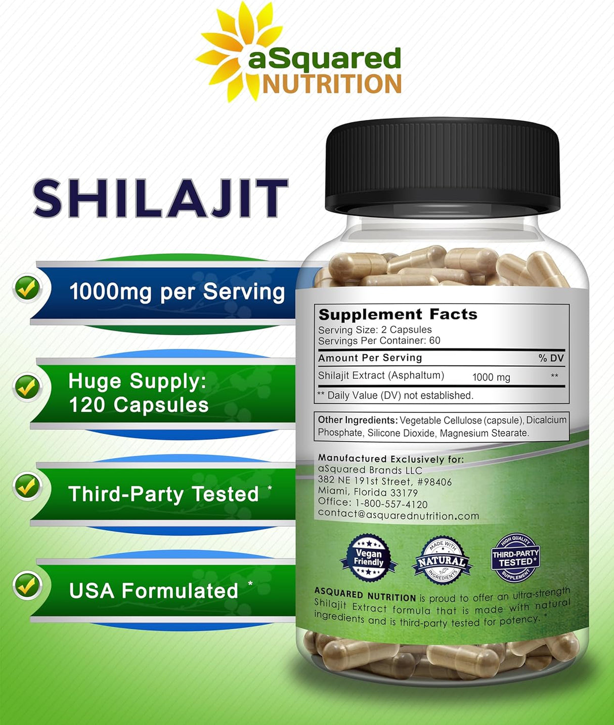 Suplemento Nutrition extracto puro Shilajit 1000mg - 120 cáp
