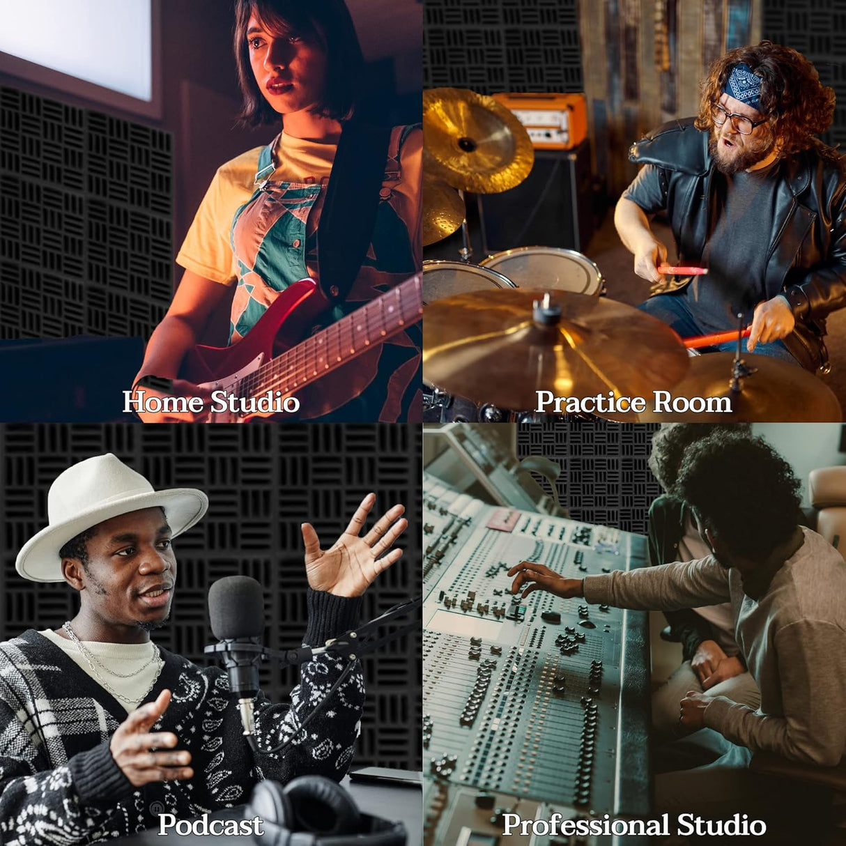 Paneles Acústicos de Espuma 12 Pack, Tratamiento Sonoro, 12.6