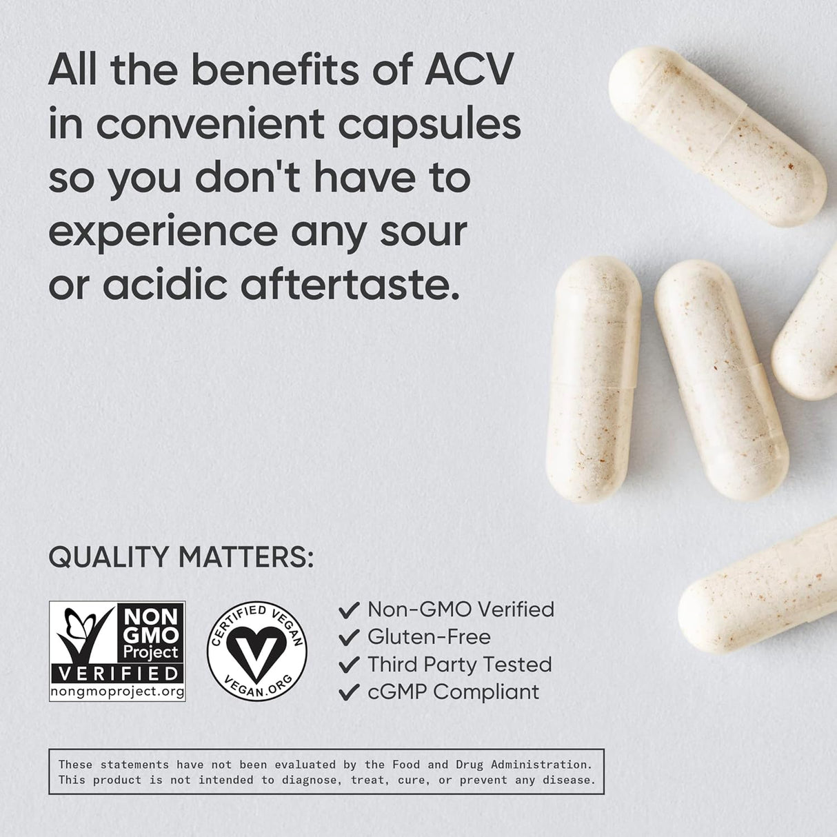 Pastillas de vinagre de sidra de manzana con pimienta de cayena | Hecho de sidra de manzana fermentada orgánica | Proyecto verificado sin OMG y certificado vegano (120 cápsulas vegetales)