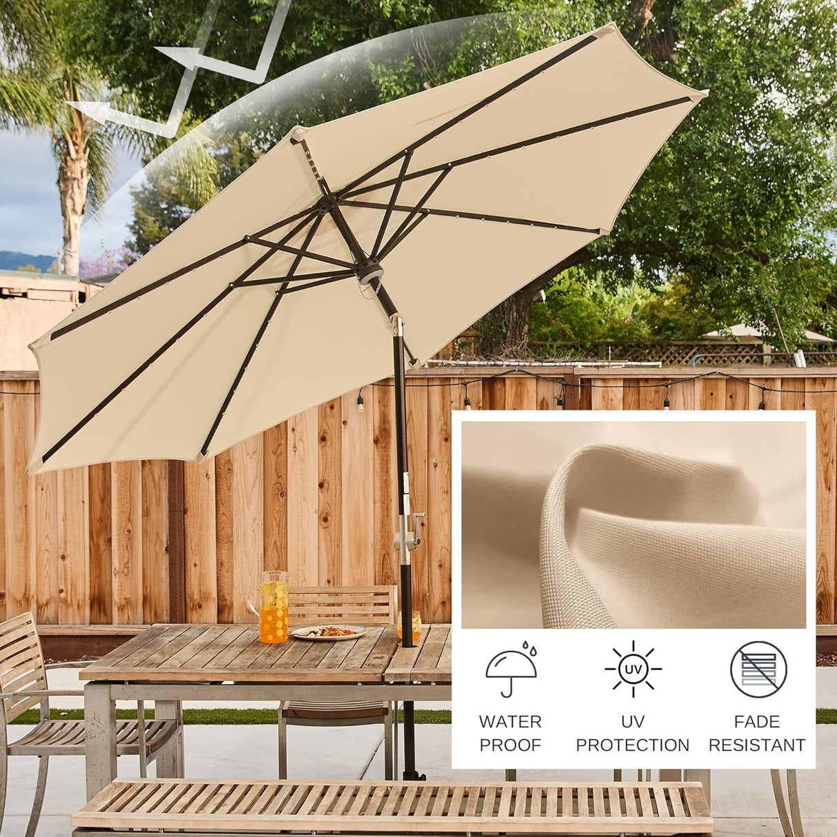 Sombrilla de patio de mesa para exteriores impermeables