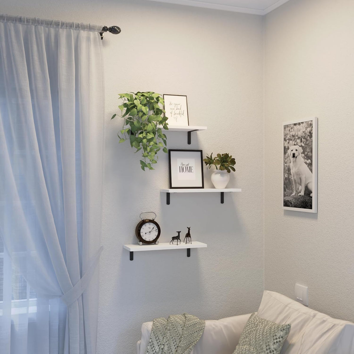 Estantes Flotantes, Juego de 3, Madera, Montaje en Pared