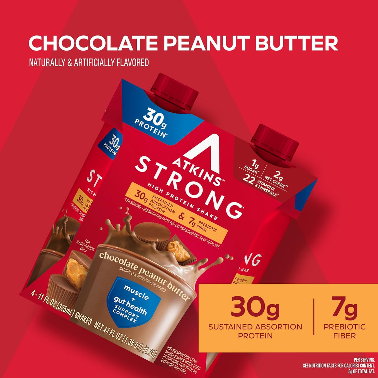 Batidos Atkins Strong Proteínas, Chocolate PB, 30g, Keto, 12u