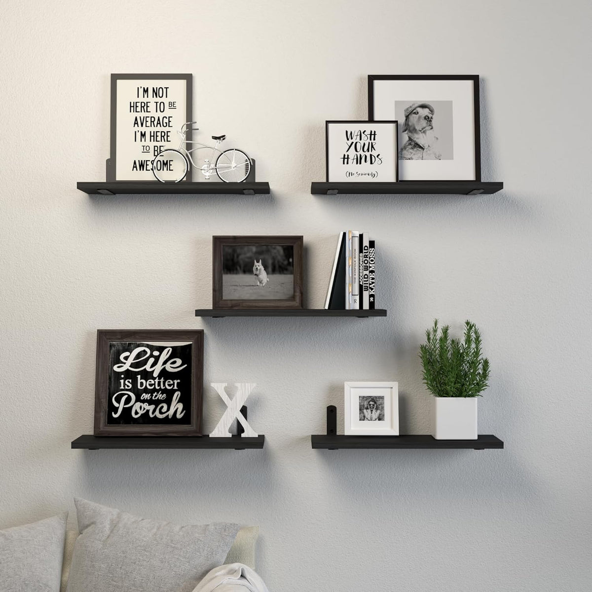 Estantes Flotantes de Madera, 5 Set, Decoración y Almacenaje
