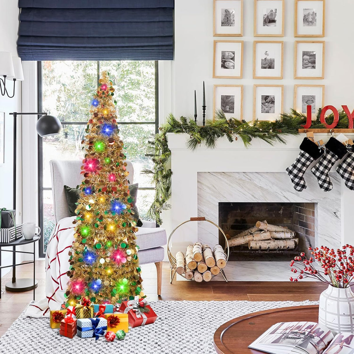 Árbol de Navidad MACTING 5FT Pop Up con Luces y Brillo