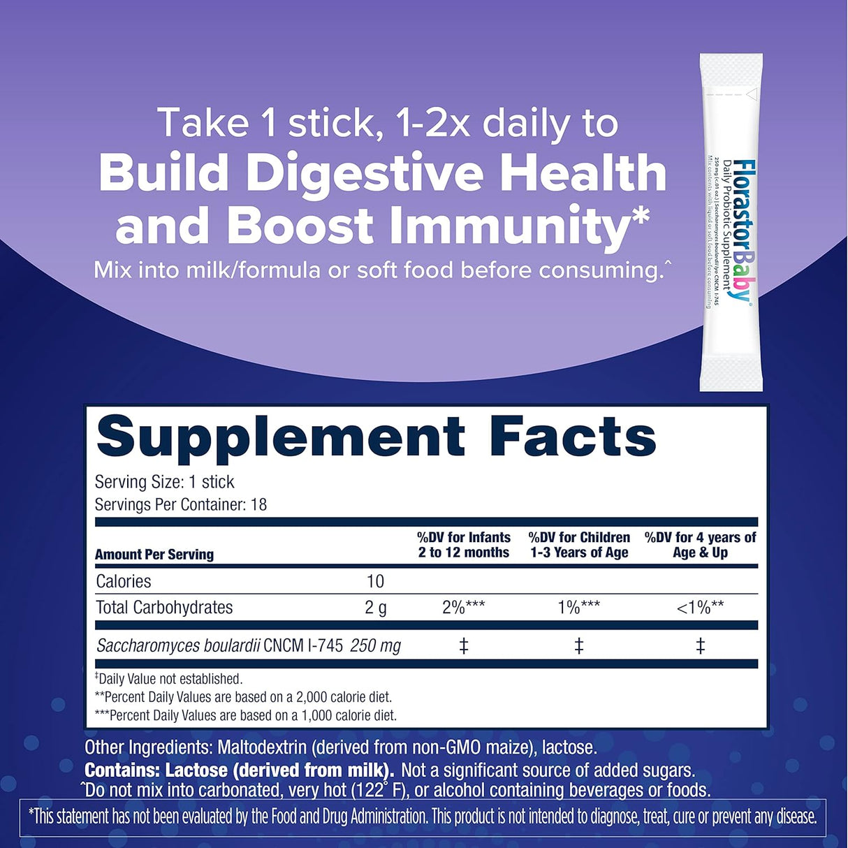 Suplemento probiótico diario para bebés mezclas