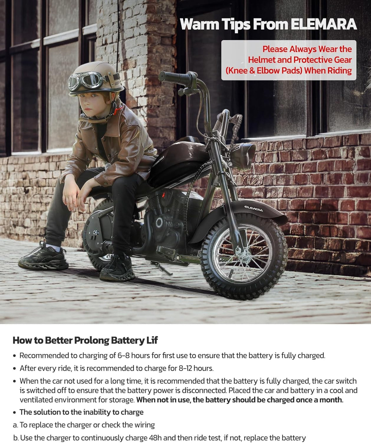 Bicicleta Eléctrica ELEMARA, 15 mph, 150lb, 24V, Modelo Dirt Bike