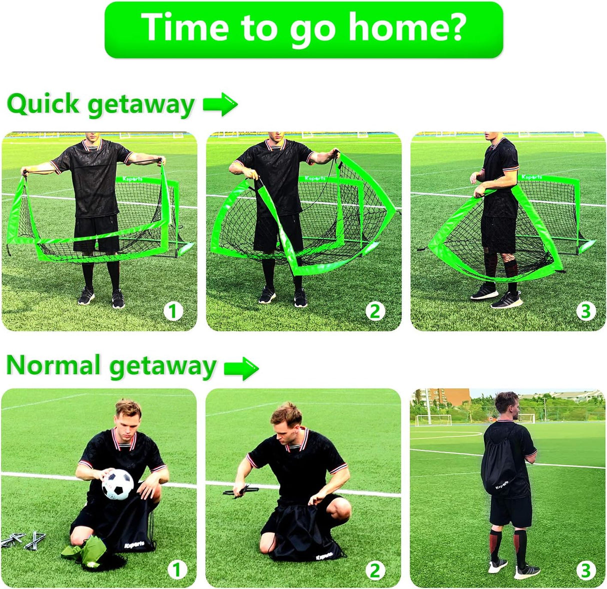 Kit de porteria de futbol, con pelota, 8 conos y bolso