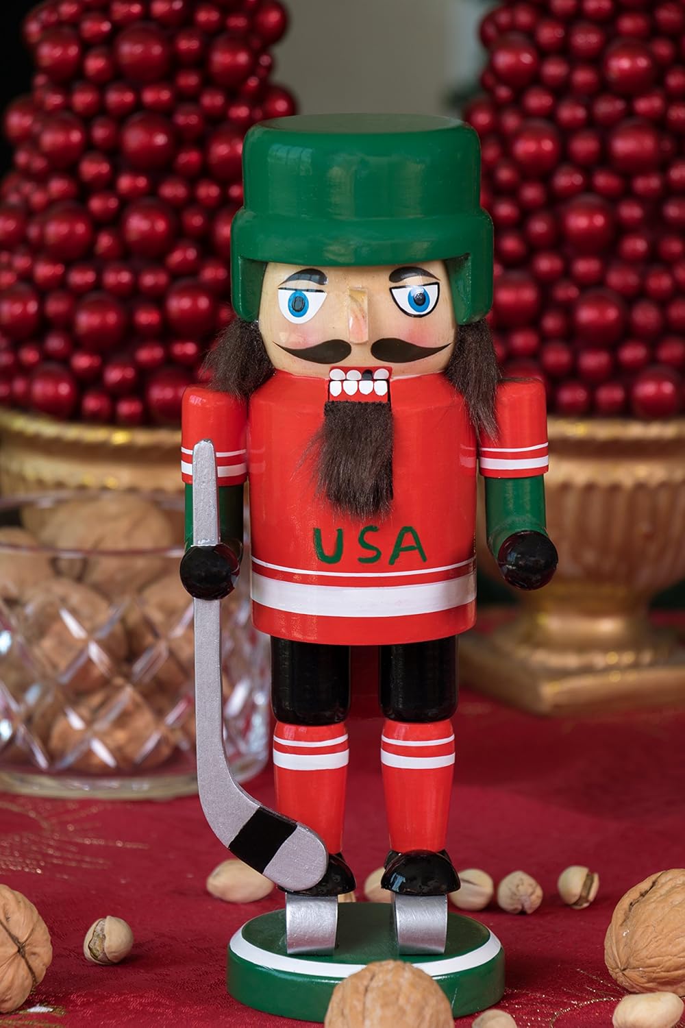 Clever Creations Nutcracker Madera Hockey, 9 Pulgadas