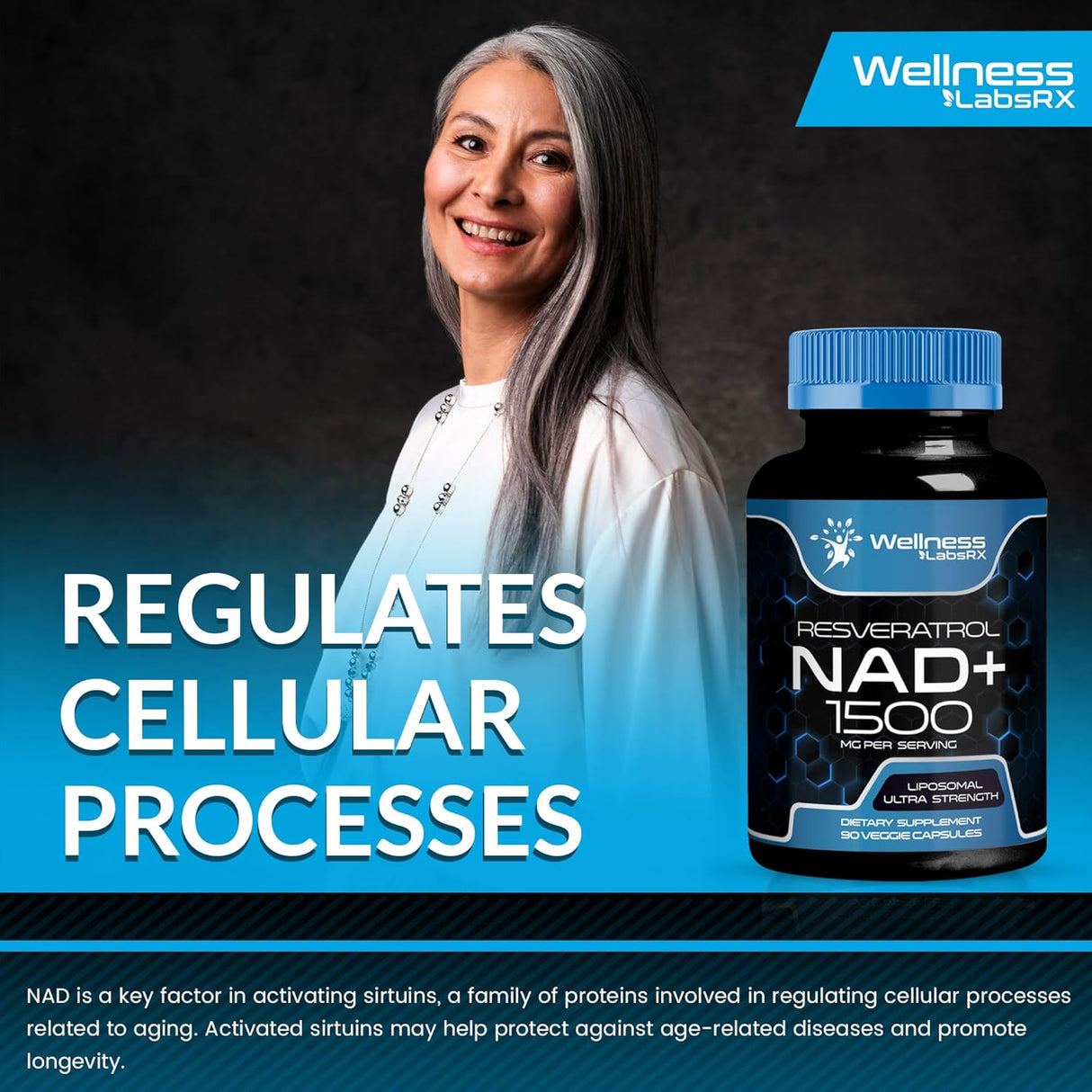 Suplemento liposomal NAD+ con resveratrol WELLNESS LABSRX