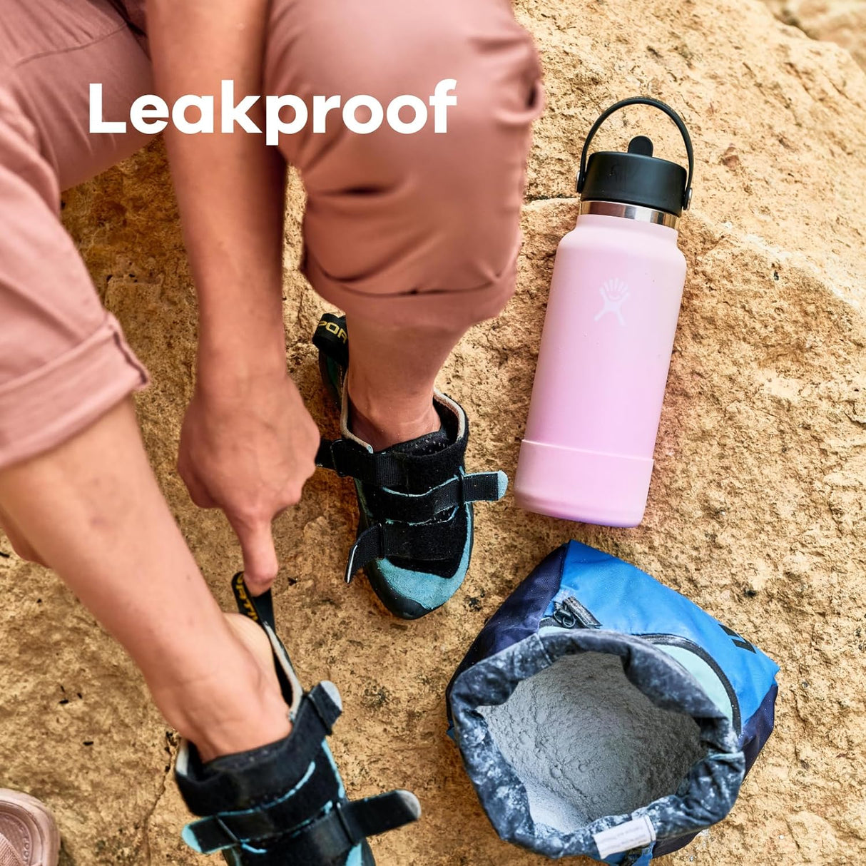 Botella de agua HYDRO FLASK, acero inoxidable, tapa con popote.