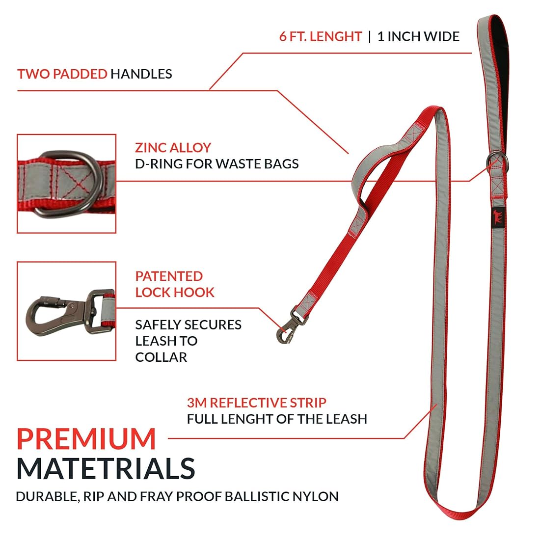 Correa para perro resistente correa de doble asa