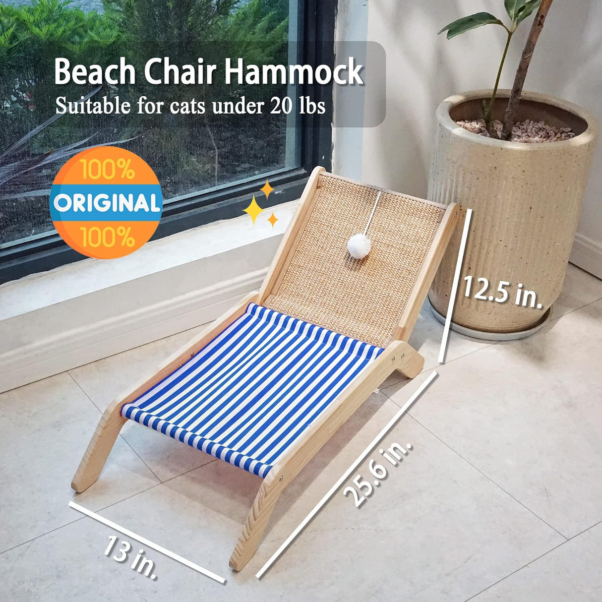 Hamaca para gatos con poste rascador