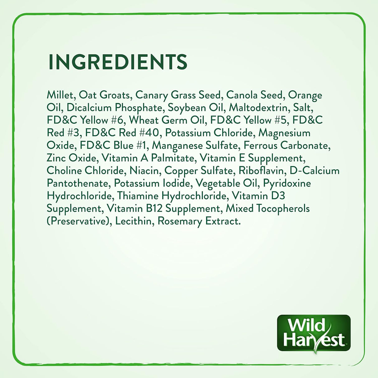 Wild Harvest P-A1907 Wh Mezcla diaria Perico alimento