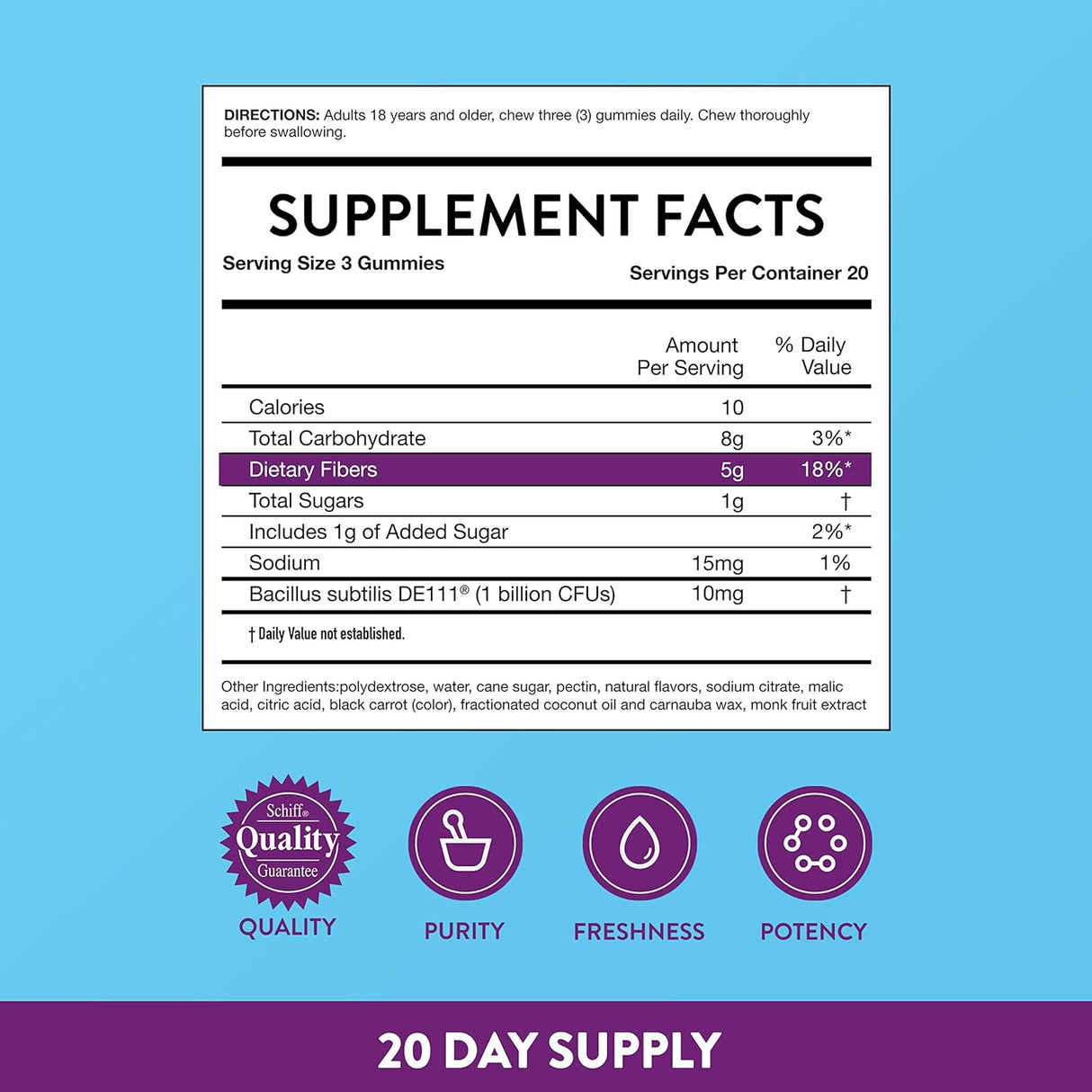 Suplementos Digestive Advantage Gomitas de fibra prebiótica