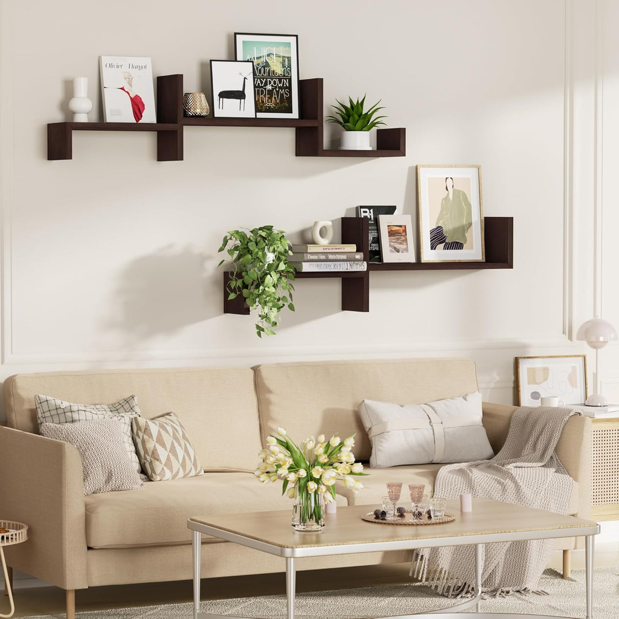 Estantes Flotantes SRIWATANA para Pared, Set de 5, Madera