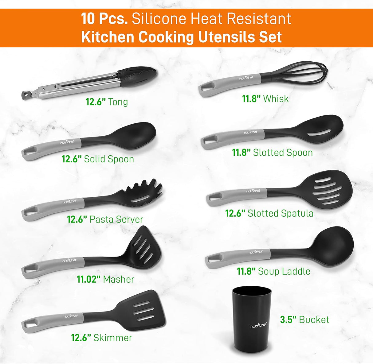 Cucharones Juego de 10 utensilios NUTRICHEF NCUTL10GD