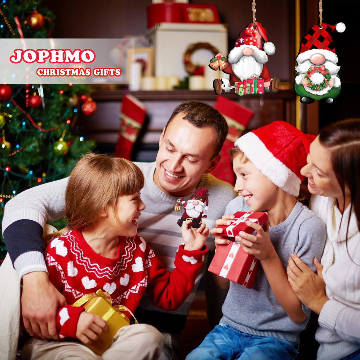 24 Piezas Adornos de Madera para Navidad, Decoración Festiva