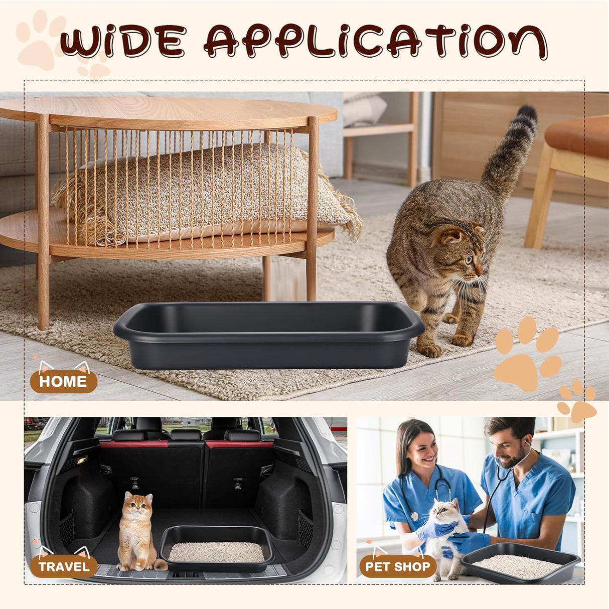 3 cajas de arena para gatos mayores de entrada baja Uiifan