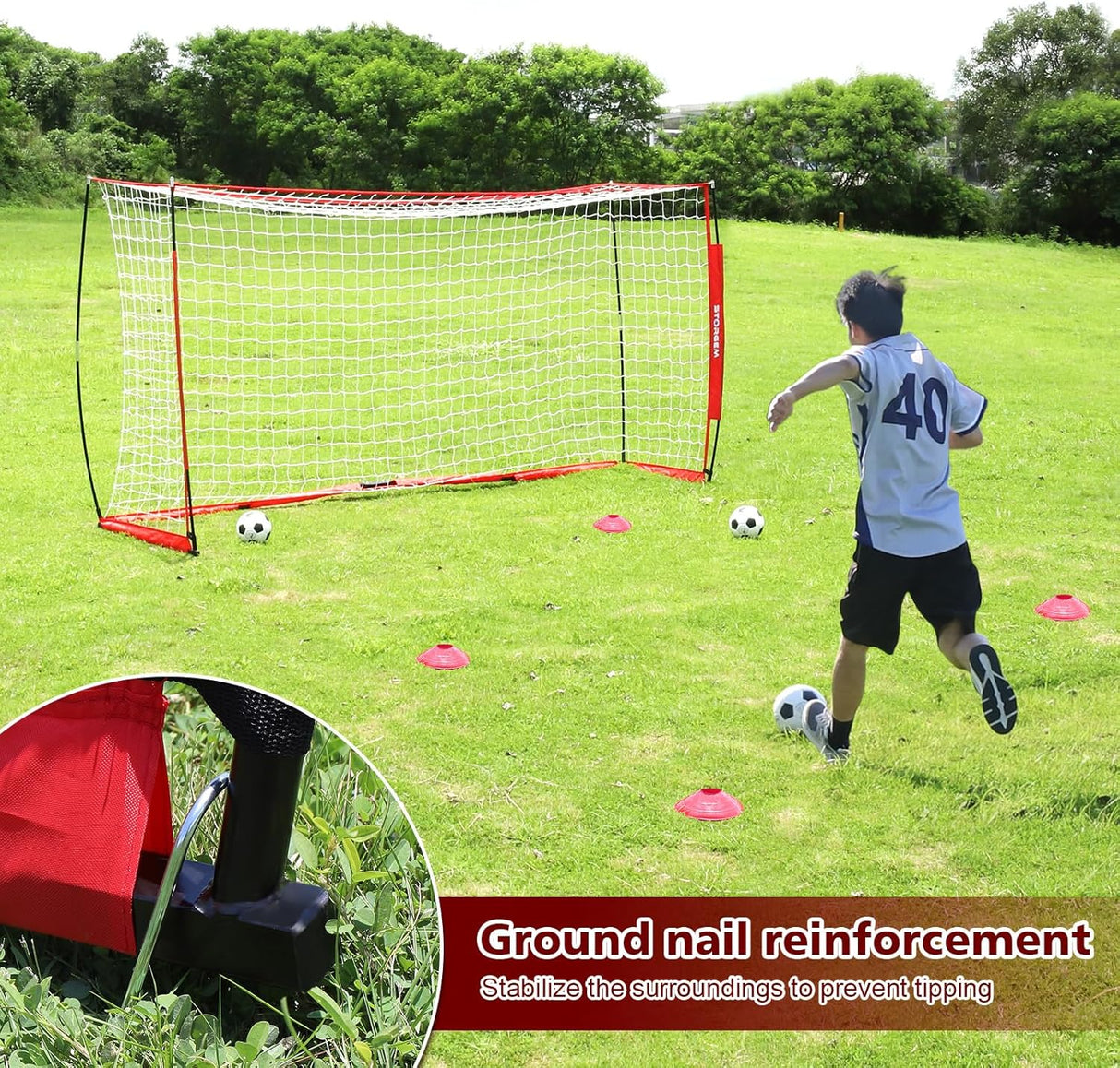 Porteria de futbol portatil plegable, fácil de llevar