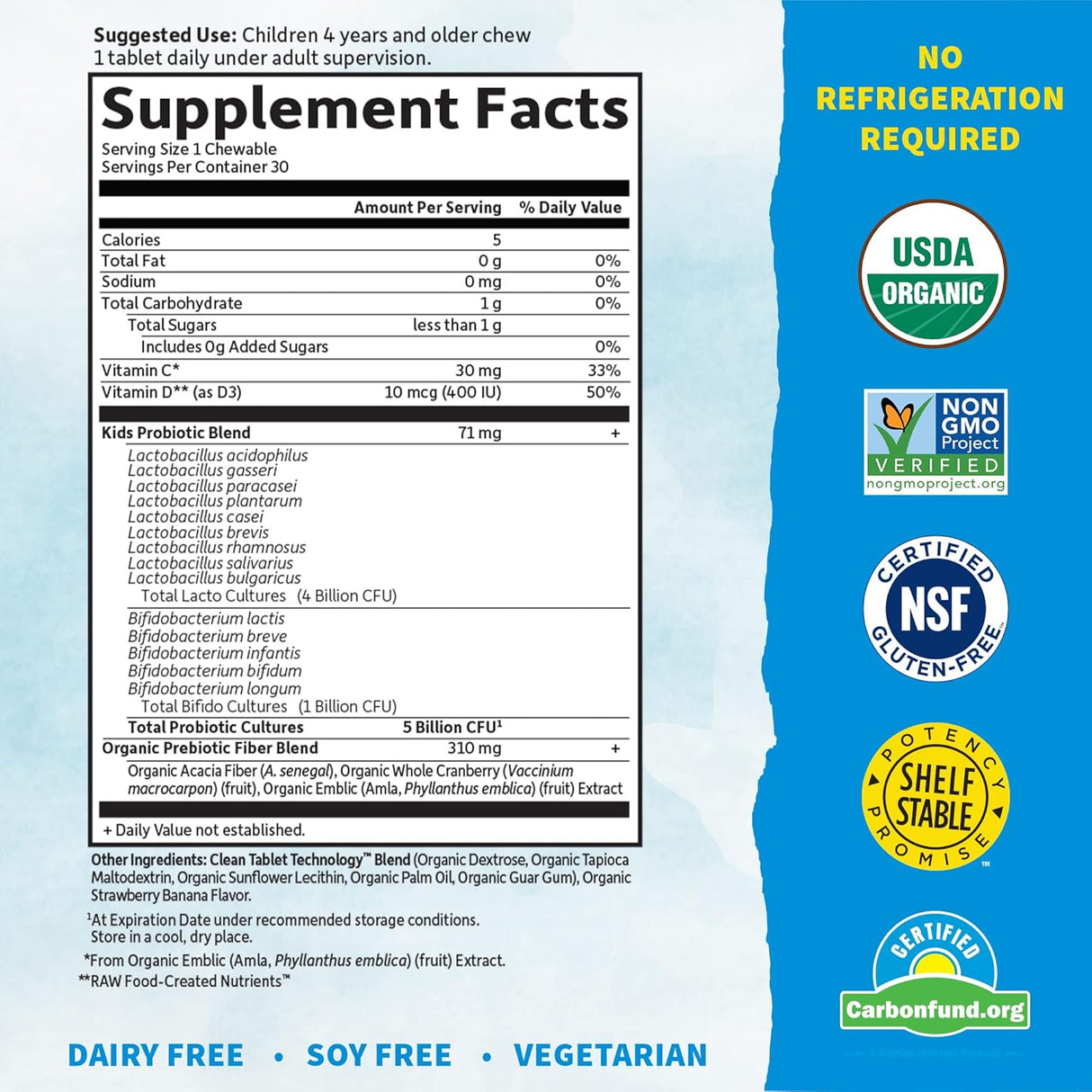 Suplementos Probiótico orgánicos formulados para niños