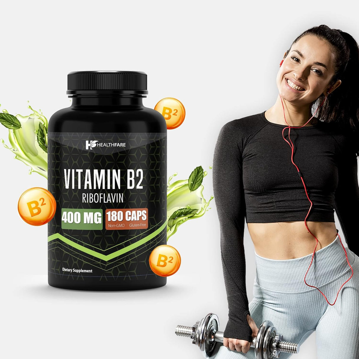 Suplementos Alimenticios Vitamina B2 400 mg 180 cápsulas