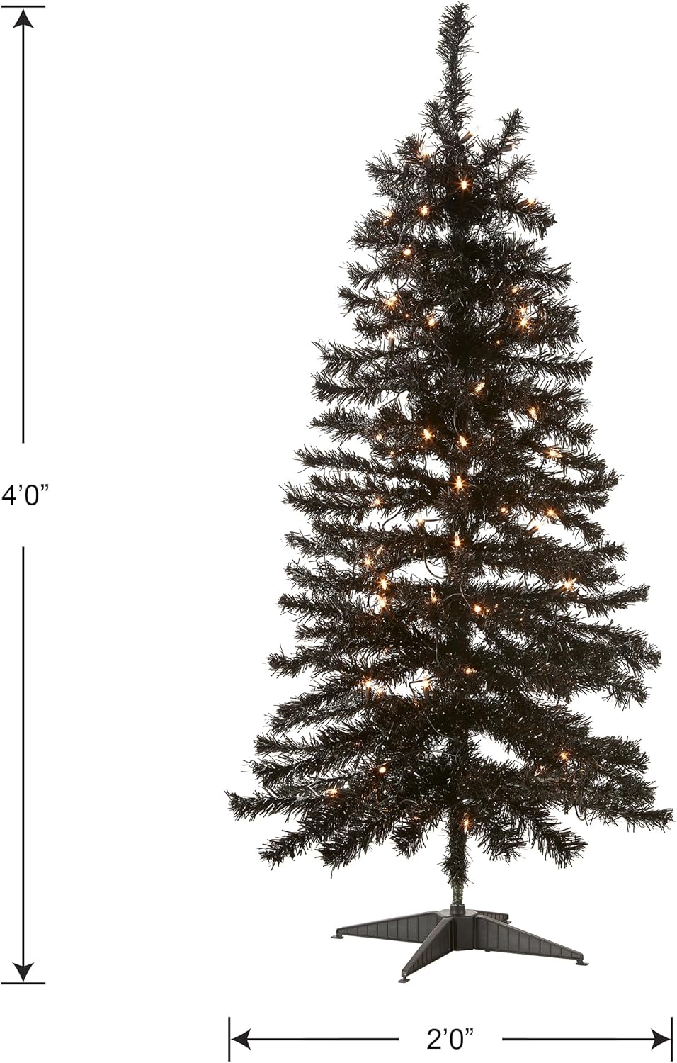 Árbol de Navidad artificial preiluminado con luces blancas, 4 ft