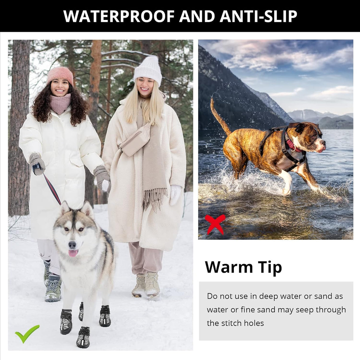 Botas impermeables para perros, botines para perros para pavimento caliente con suela antideslizante resistente y reflectante, zapatos para perros pequeños, medianos y grandes, 35 unidades