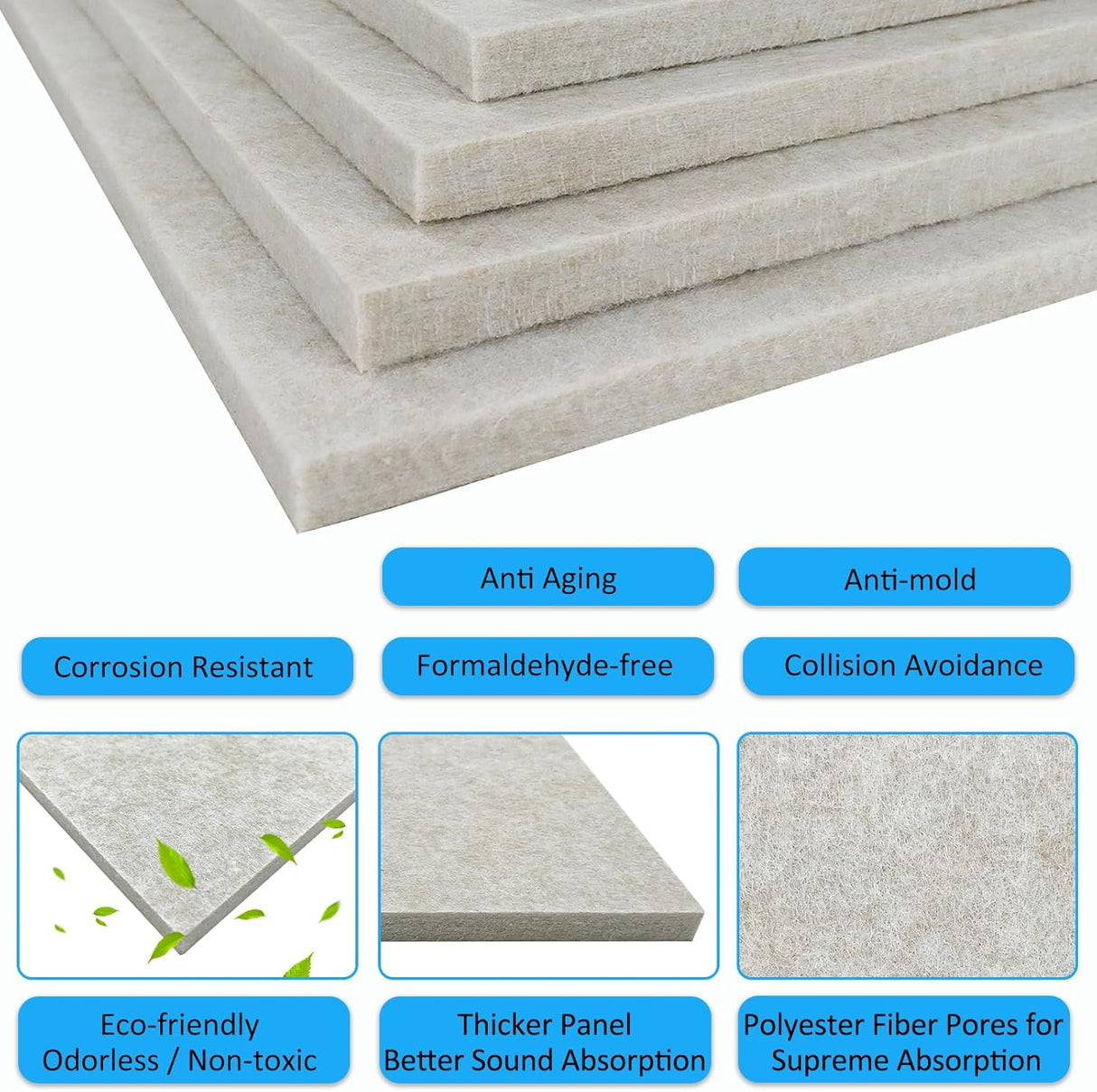 Paneles Acústicos BXI 12 Pack 12x12 Pulgadas 0.5 Pulgadas