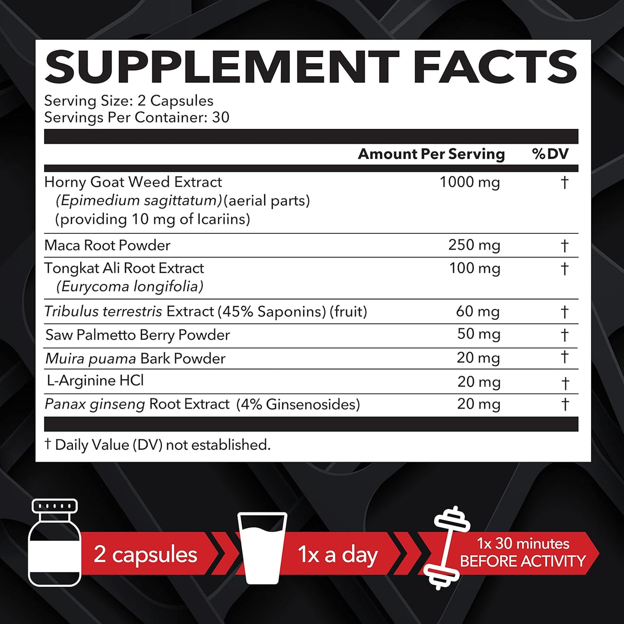 Suplementos Hierba Horny Goat con raíz de ginseng maca 60cáp